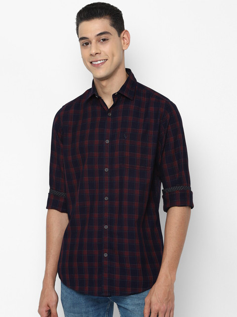 

Allen Solly Men Navy Blue Slim Fit Checked Casual Shirt