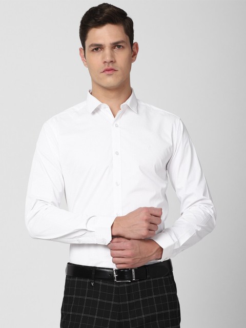 

V Dot Men White Slim Fit Formal Shirt