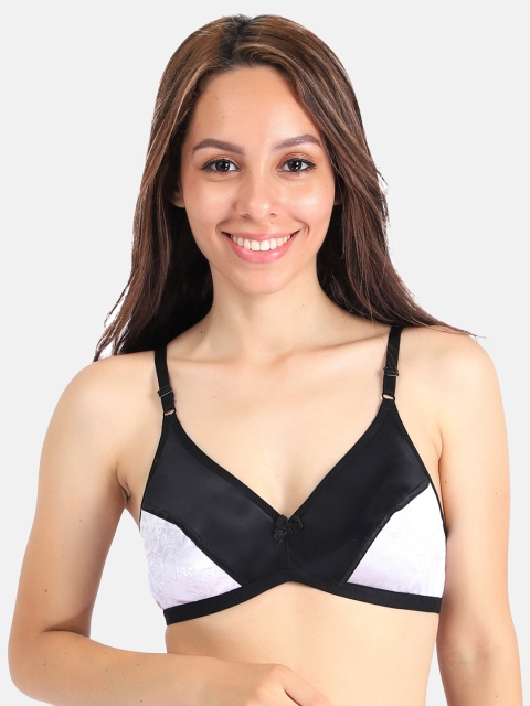 

LOTUSLEAF Women Black & White Non-Padded T-Shirt Bra