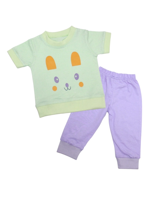 

Born Babies Unisex Kids Purple & Green Top with Pyjamas