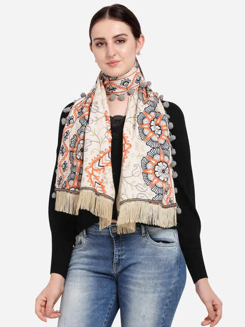 

MESMORA FASHION Women Off White Printed Pure Cotton Dupatta