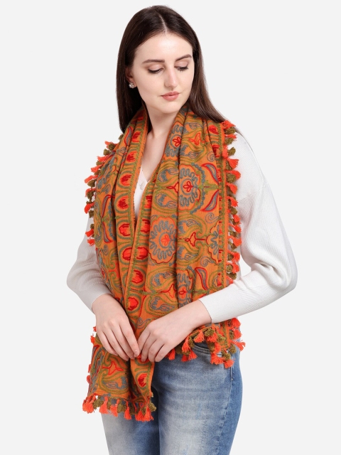 

MESMORA FASHION Orange Embroidered Pure Cotton Dupatta