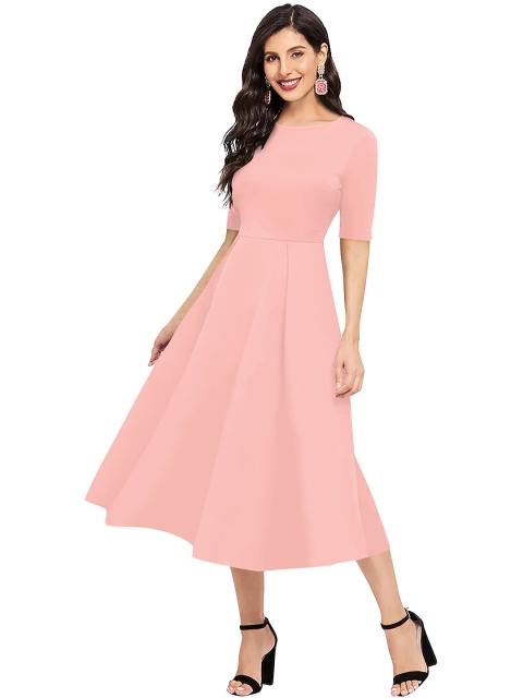 

LONDON BELLY Women Peach-Coloured Fit & Flare Midi Dress