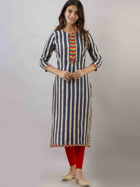 

KALINI Women Blue Striped Kurta