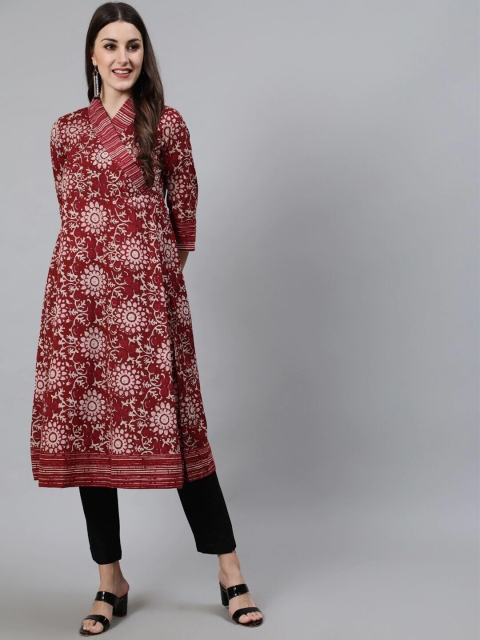 

Sangria Women Maroon Floral Printed Kurta