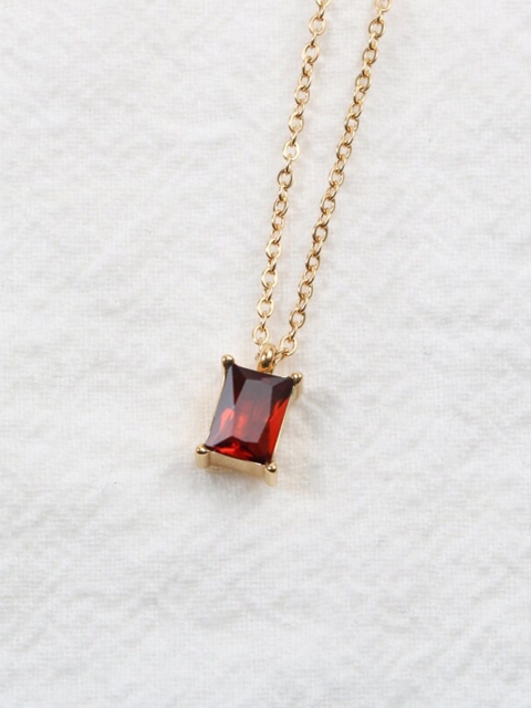 

PALMONAS Women Gold-Toned & Red Silver Gold-Plated Necklace