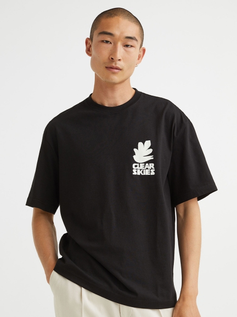 

H&M Men Black Relaxed Fit T-shirt