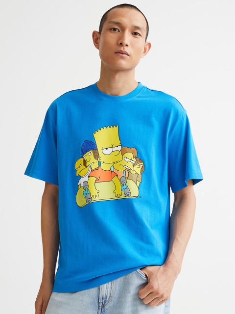

H&M Men Blue Simpsons Printed Relaxed Fit T-shirt