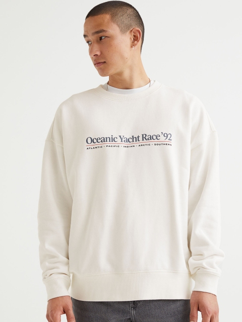 

H&M Men White Relaxed Fit Sweatshirt