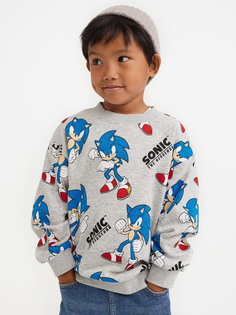 

H&M Grey Oversized Printed Sweatshirt