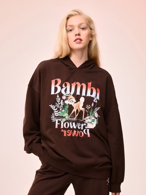 

H&M Women Brown Bambi Printed Oversized Hoodie