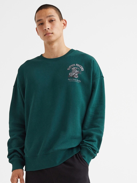 

H&M Men Green Relaxed Fit Sweatshirt