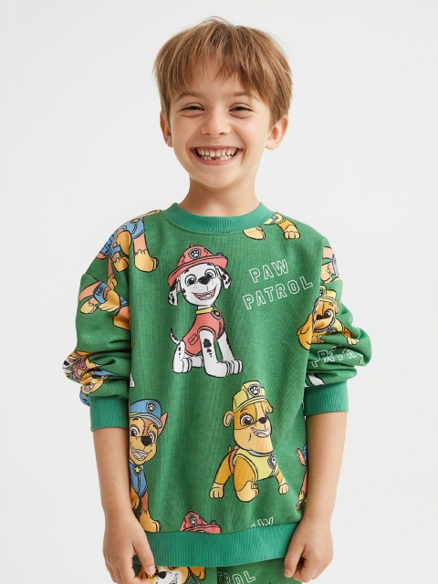 

H&M Boys Green Oversized Printed Sweatshirt