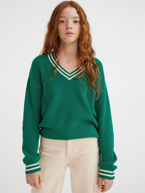 

H&M Girls Green Knitted Cotton Jumper