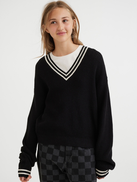 

H&M Girls Black Knitted Cotton Jumper