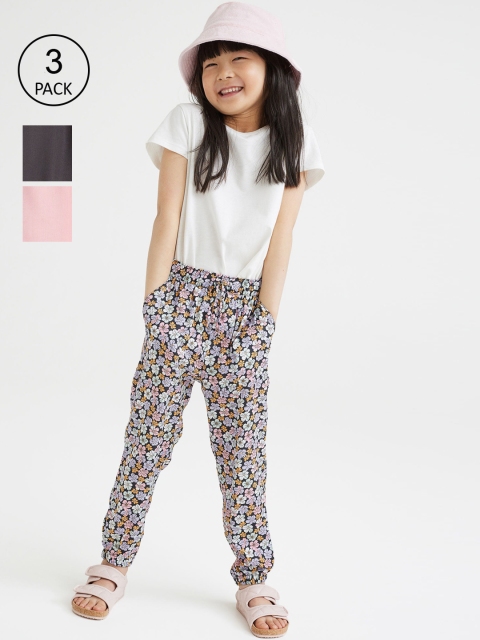 

H&M Girls 3 Pack Joggers, Grey