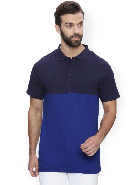 

Blue Saint Men Blue Colourblocked Polo Collar T-shirt