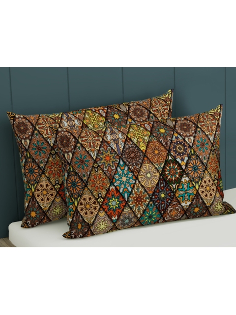 

Urban Magic Set Of 2 Printed Pillow Covers, Brown