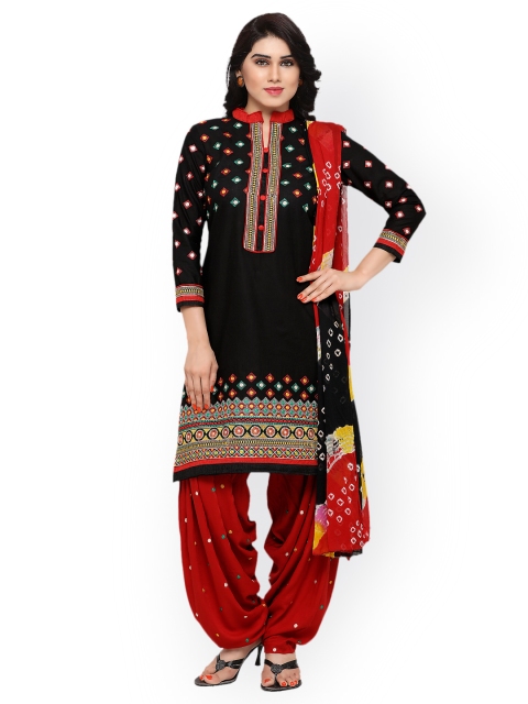 

Kvsfab Black & Red Pure Cotton Embroidered Unstitched Dress Material