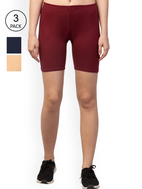 

Apraa & Parma Women Pack of 3 Maroon Slim Fit Cycling Sports Shorts