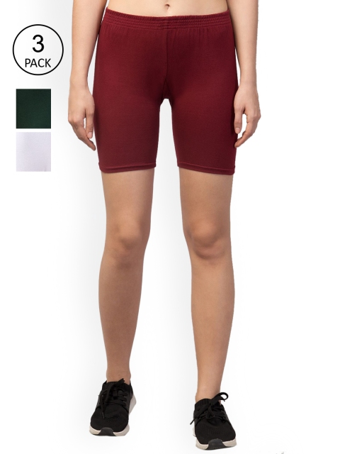 

Apraa & Parma Women Maroon Pack Of 3 Slim Fit Pure Cotton Cycling Sports Shorts