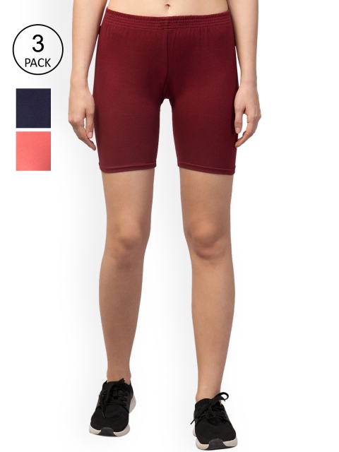 

Apraa & Parma Women Pack of 3 Maroon Slim Fit Cycling Sports Shorts