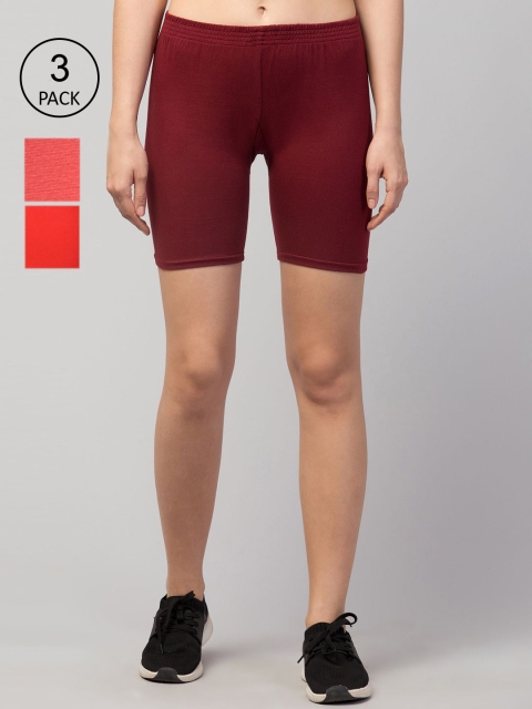 

Apraa & Parma Women Pack of 3 Brown Slim Fit Pure Cotton Cycling Shorts