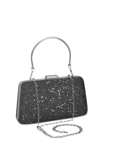 

EMMA SMITH Black & Silver-Toned Box Clutch