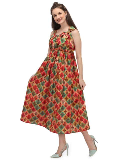 

MESMORA FASHION Women Multicoloured A-Line Midi Dress, Multi