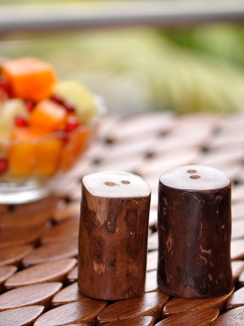 

ExclusiveLane Set Of 2 Brown Wooden Handcrafted Salt & Pepper Shakers