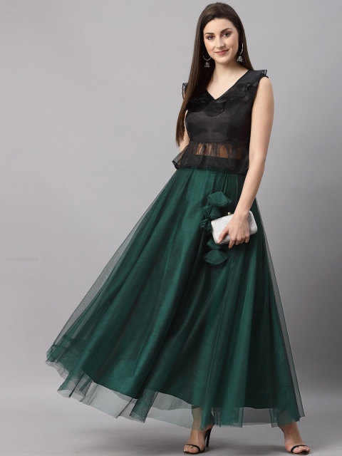 

NEUDIS Women Green & Black Solid Co-Ords Set