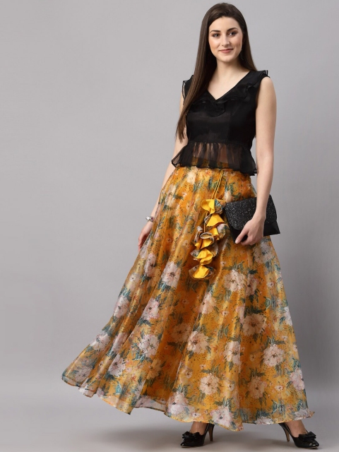 

NEUDIS Women Yellow & Black Printed Organza Co-Ords