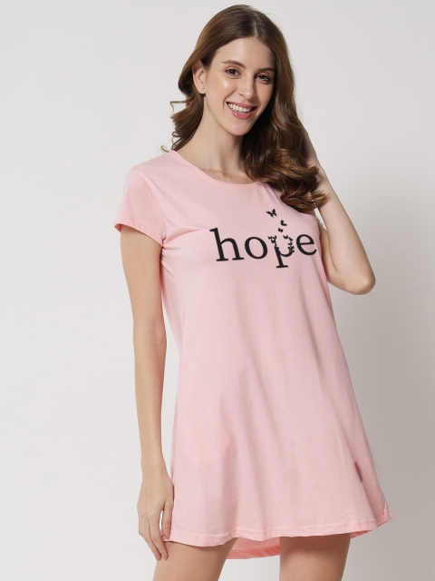 

FFLIRTYGO Women Pink Printed Nightdress-GSN_HOPE_1005_S-Pink