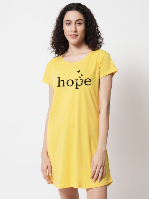 

FFLIRTYGO Yellow Printed Nightdress