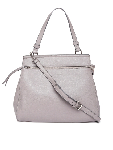 

United Colors of Benetton Grey Solid Handheld Bag with Sling Strap