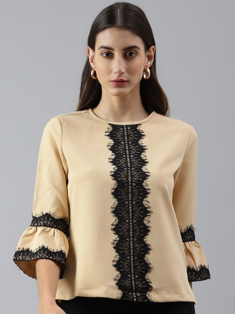 

Xpose Womens Beige & Black Lace Top
