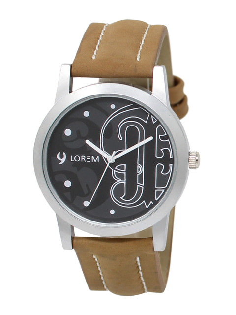 

FERRIZZO Men Black Printed Dial & Brown Straps Analogue Watch LR14-Black
