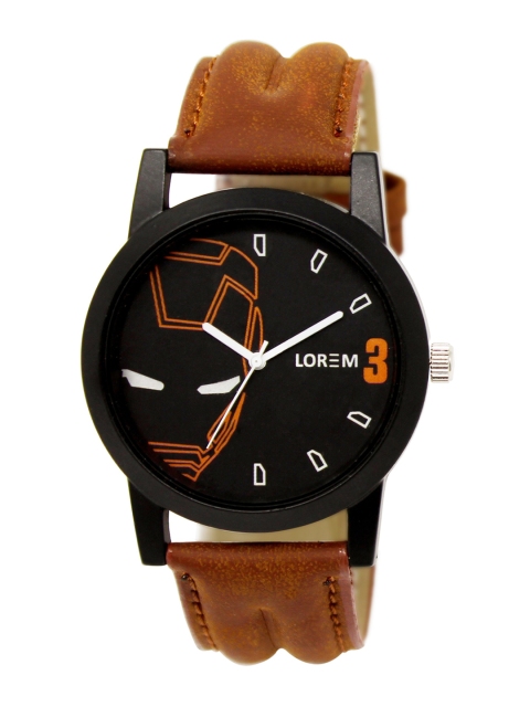

FERRIZZO Men Black Embellished Dial & Orange Straps Analogue Watch