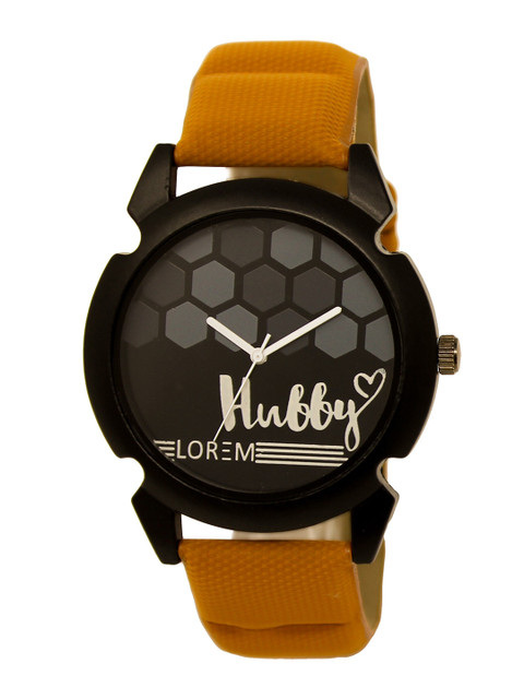 

FERRIZZO Men Black Printed Dial & Orange Straps Analogue Watch LR32-Black