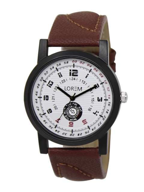 

FERRIZZO Men White Dial & Brown Straps Analogue Watch LR11-White