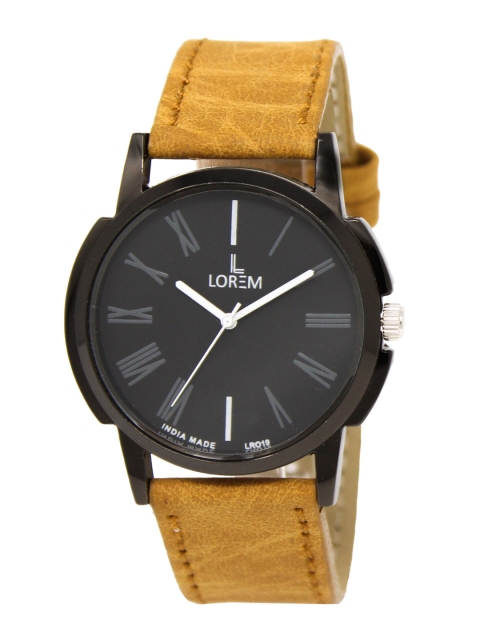 

FERRIZZO Men Black Dial & Brown Straps Casual Round Black Analogue Watch LR19