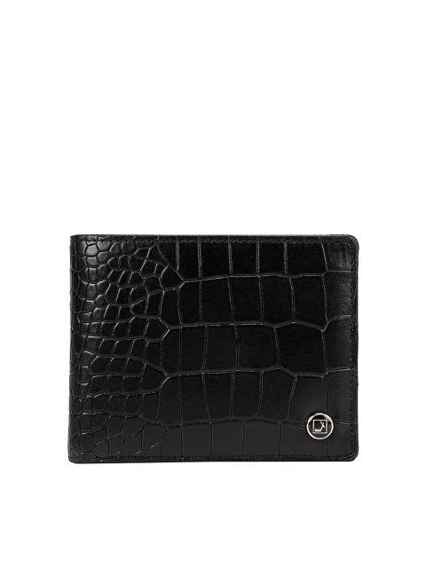 

Da Milano Men Black Textured Leather Two Fold Wallet