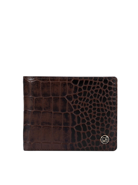 

Da Milano Men Brown & Black Animal Textured Leather Two Fold Wallet