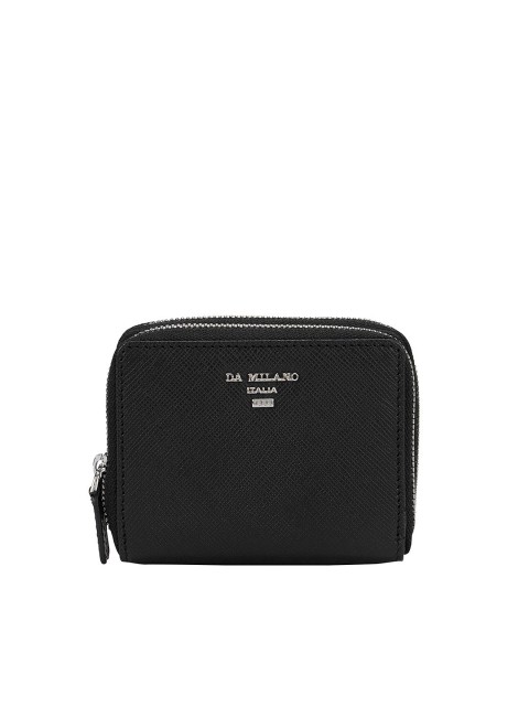 

Da Milano Women Black Textured Leather Two Fold Wallet