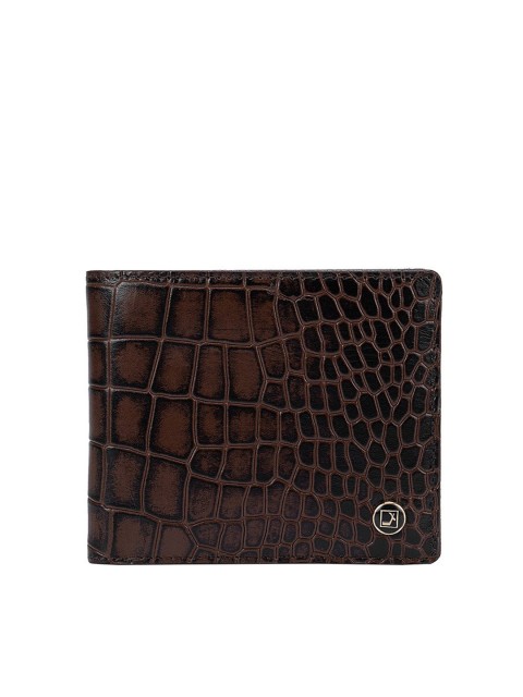

Da Milano Men Brown Animal Textured Leather Two Fold Wallet with SIM Card Holder