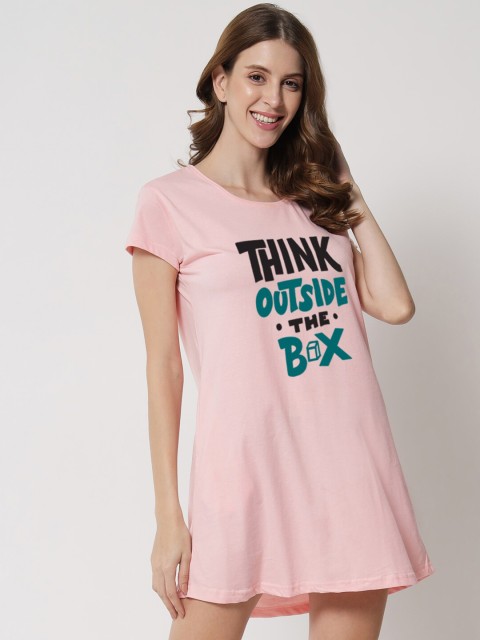 

FFLIRTYGO Pink Printed Nightdress