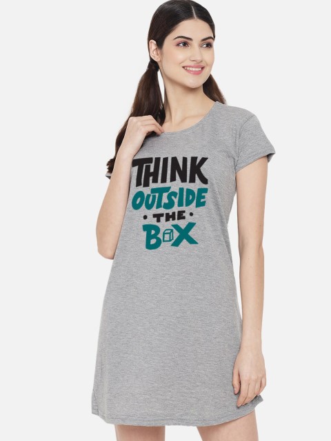 

FFLIRTYGO Grey Printed Nightdress