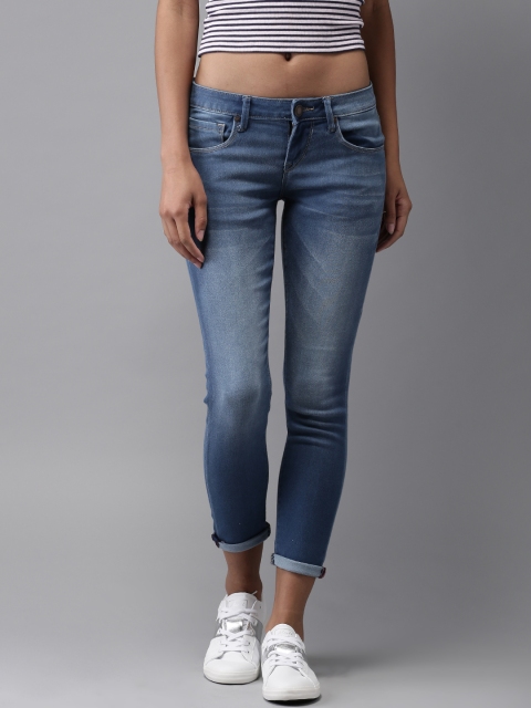 

Moda Rapido Women Ankle Length Skinny Fit Mildly Distressed Blue Stretchable Jeans