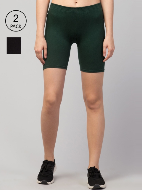 

Apraa & Parma Women Green & Black Slim Fit Cycling Sports Shorts
