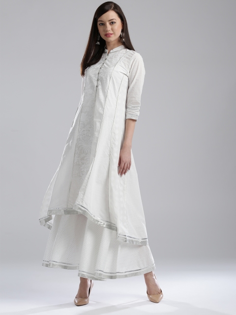 

W Women White Printed A-Line Kurta